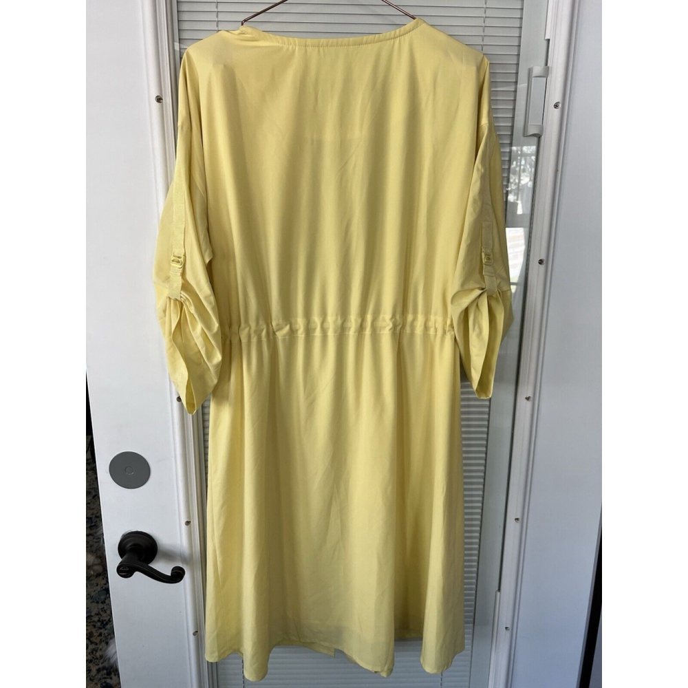 Soft Surroundings Go‎ Lively Traverse Dress Yellow Roll Tab Sleeve Women's M - Picture 8 of 8